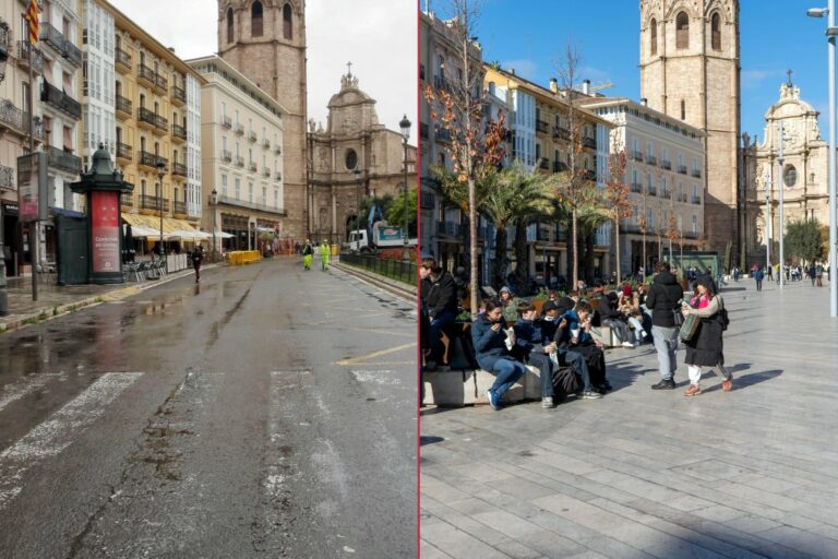 Plaza de la Reina, Platz im Zentrum von Valencia vor und nach dem Umbau