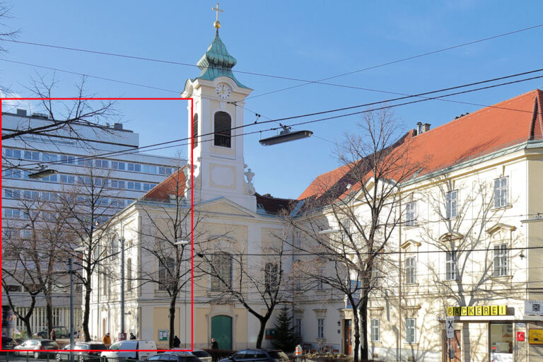 Kirche und Bürohaus in der Wiedner Hauptstraße