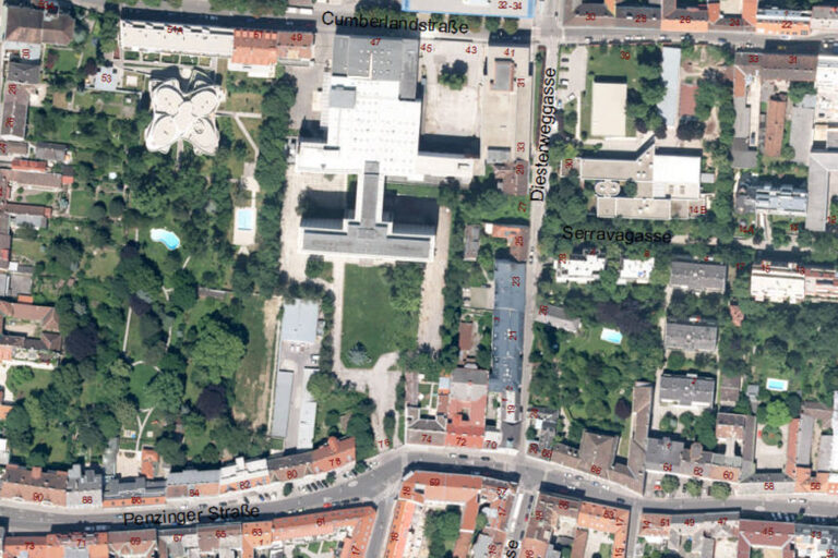 Luftbild vom Areal zwischen Cumberlandstraße und Penzinger Straße