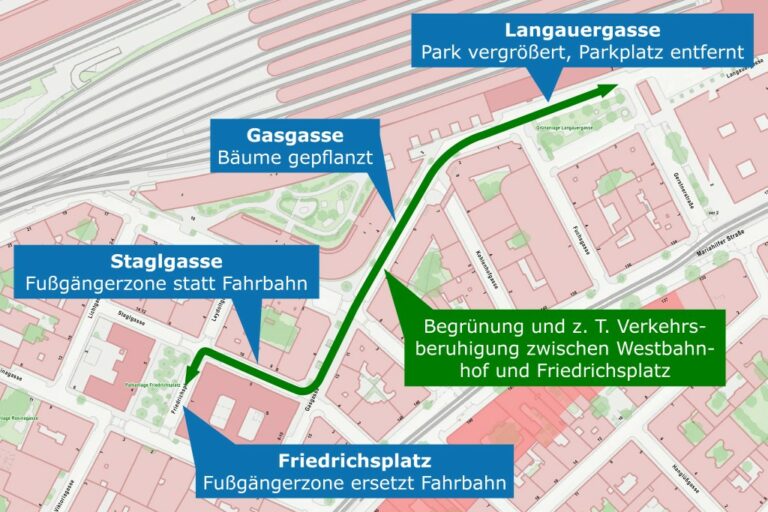 Karte des Gebiets zwischen den Westbahngleisen und der äußeren Mariahilfer Straße