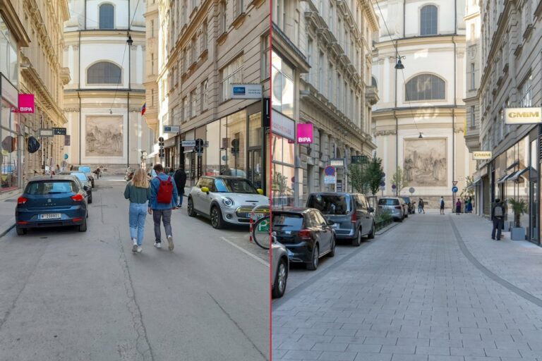 Goldschmiedgasse vor und nach der Umgestaltung