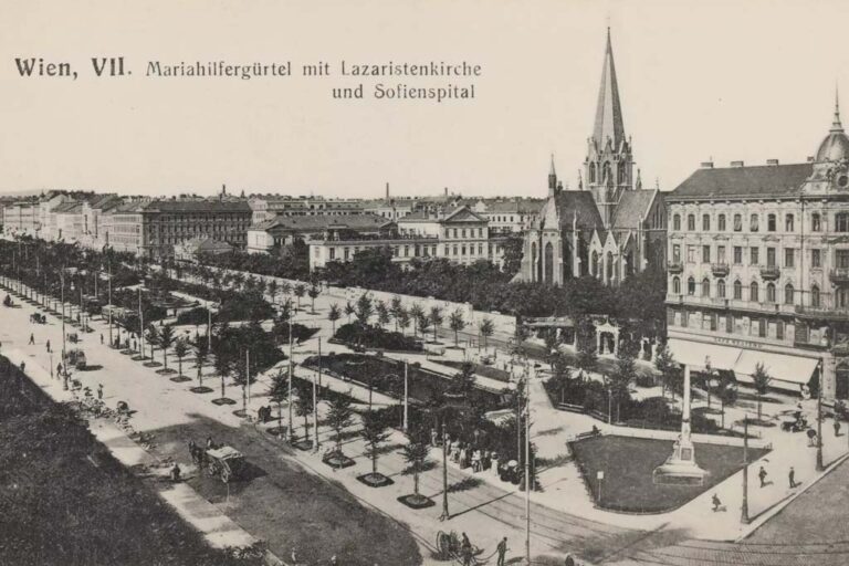 historische Aufnahme des Gürtels in Wien, Sophienspital, Lazaristenkirche