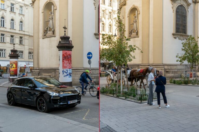 Petersplatz vor und nach der Umgestaltung