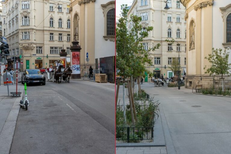 Petersplatz vor und nach der Umgestaltung