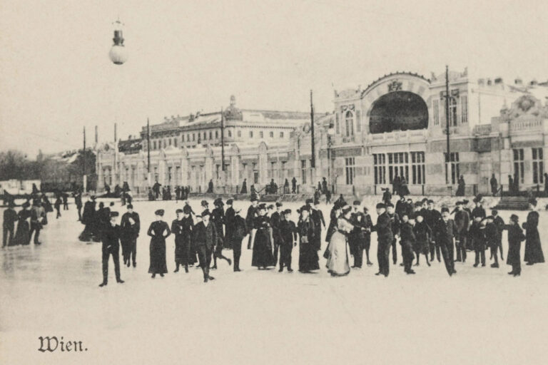 historische Fotoaufnahme des Eislaufplatzes am Wiener Heumarkt