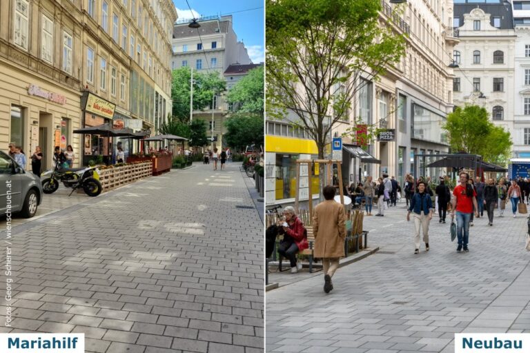 Begegnungszonen in Wien nahe der Mariahilfer Straße