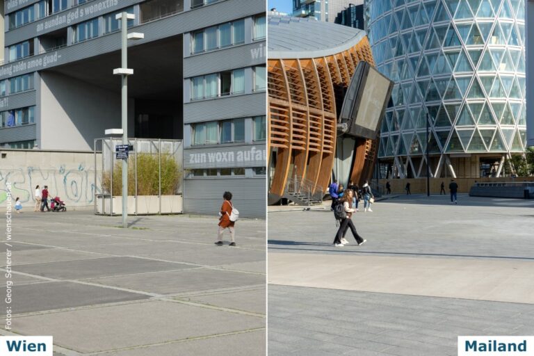 Überplattungen und moderne Architektur in Wien und Mailand
