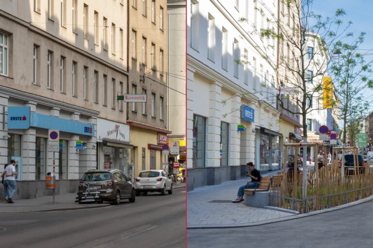 Reinprechtsdorfer Straße vor und nach dem Umbau