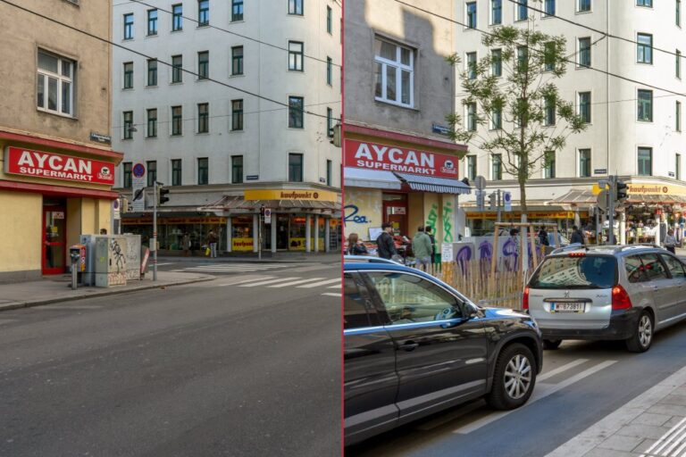 Reinprechtsdorfer Straße vor und nach dem Umbau