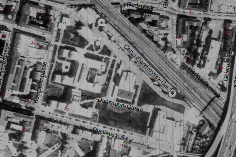 Luftbild eines Teils von Wien-Favoriten